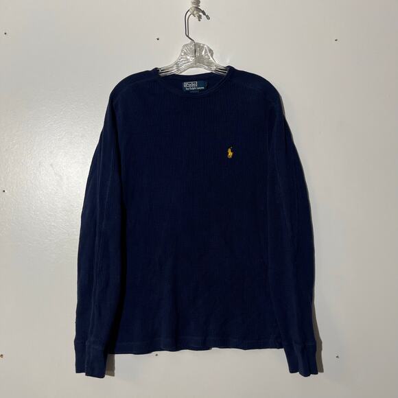 Polo By Ralph Lauren 100% Cotton Thermal Waffleknit Blue Long Sleeve Men’s Large - Picture 1 of 6